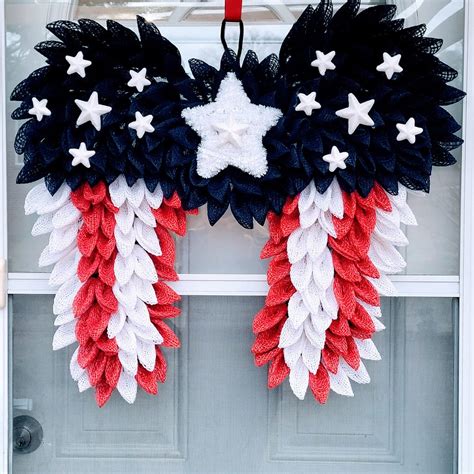 Patriotic Angel Wings Wreath Angel Wings Decor Funeral Wreath Easter