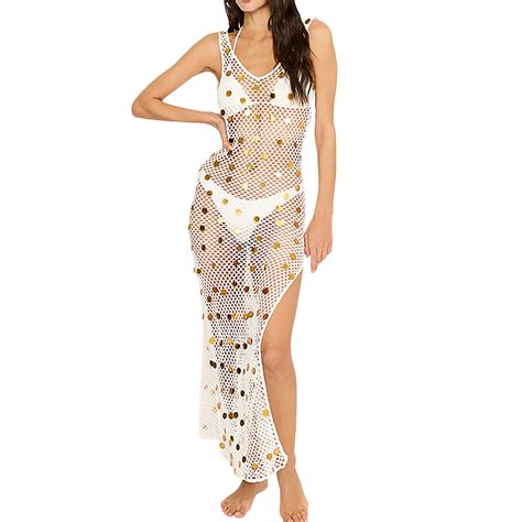 Gyujnb Women S See Through Mesh Split Swimsuit Sleeveless Hollow Out