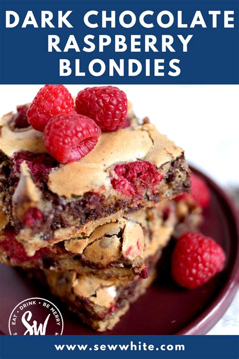 Dark Chocolate Raspberry Blondies Sew White