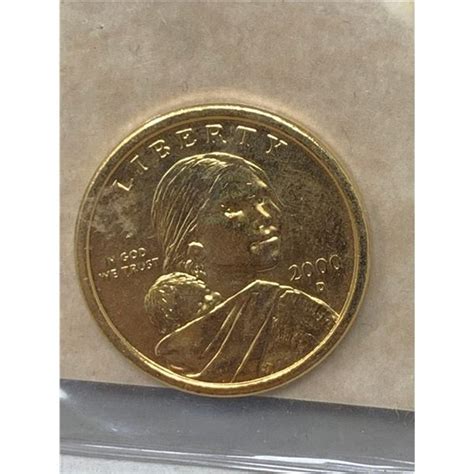 First Commemorative Mint 24 Karat Gold Plated 2000 Sacagawea Dollar