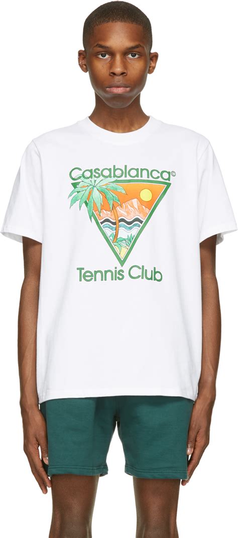 Casablanca White Print Tennis Club Icon T Shirt Ssense Uk