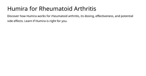 Humira for Rheumatoid Arthritis – meds.is