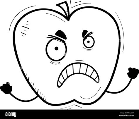 A Cartoon Illustration Of An Apple Looking Angry Stock Vector Image