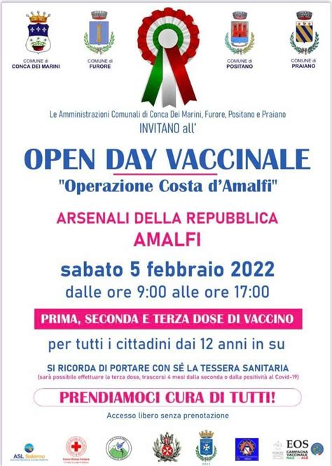 Open Day Vaccinale Dai 12 Anni In Su Domani All Arsenale Di Amalfi L