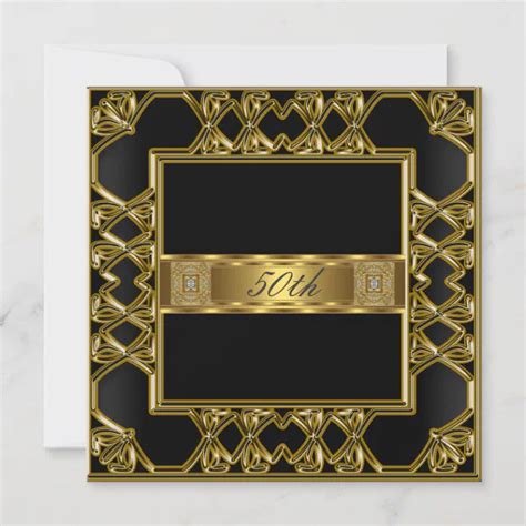 Elegant Gold Black 50th Birthday Party Invitation Zazzle