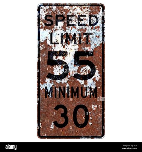 Old Rusty American Road Sign Combined Speed Limit Stock Photo Alamy