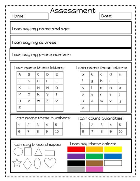 Free Pre K Assessment Test