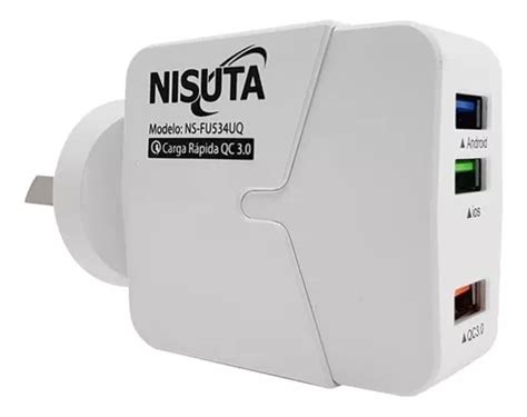 Cargador 220v Carga Rapida Nisuta Con 3 Puertos Usb 3 6a