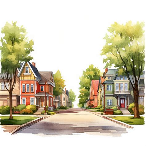 Neighborhood Clipart in Oil Painting Style: 4K Vector Clipart – IMAGELLA