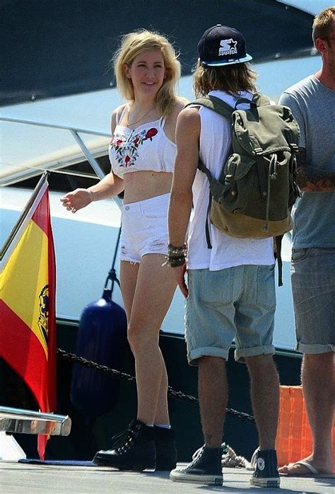 Retro Bikini Ellie Goulding Blazes The Ibiza Sea In A White And Brown Bikini