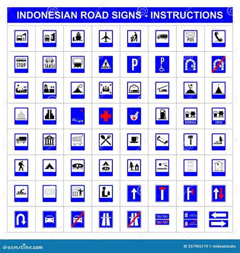 Traffic Signs Road Signs Rambu Lalu Lintas Indonesian Command Royalty