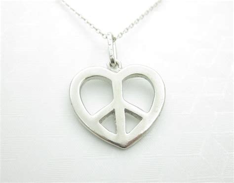 Heart Peace Sign Necklace: Love and Peace Symbol, World Peace, Unisex ...