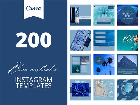 200 Blue Aesthetic Instagram Canva Templates, Blue Business, Nature ...