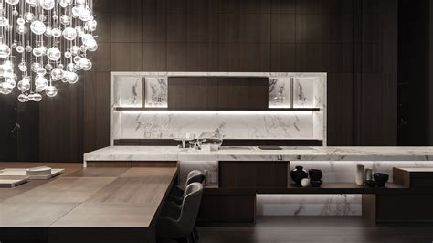 Tm Italia Cucina Design Avignon Lineare Con Isola E Tavolo Integrato