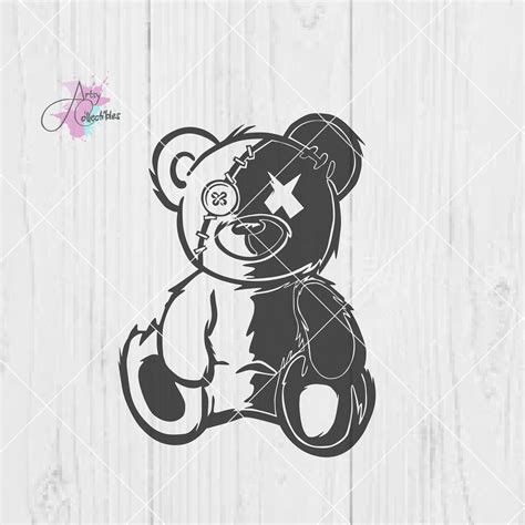 Cute Teddy Inverted Teddy Bear Svg Teddy Png Stitched Etsy