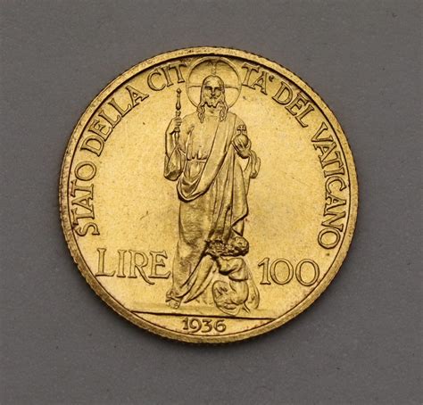 Zlatá 100 Lire 1936 Pius XI Vatikán