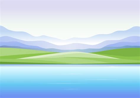 Premium Vector Abstract Landscape With Mountains And Lake Modern