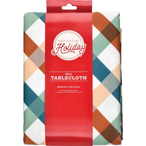 Destination Holiday Festive Plaid Reusable Fall Rectangle Tablecloth ...