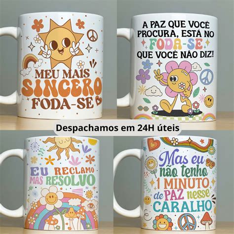 Caneca de Porcelana Personalizada Xícara Frases Divertidas e