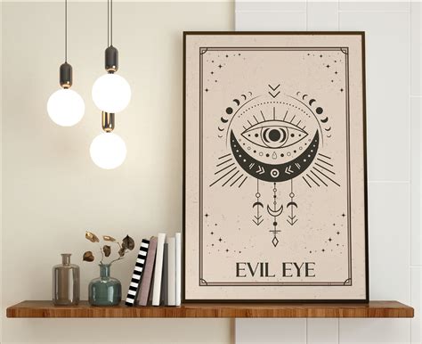 The Evil Eye Tarot Card Celestial Wall Art Poster, Boho Wall Decor ...