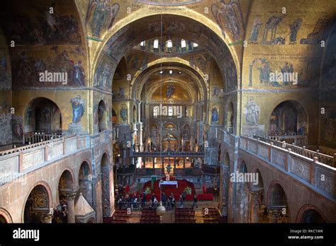 Interior of the "Basilica di San Marco" church in Venice, Italy. St ...