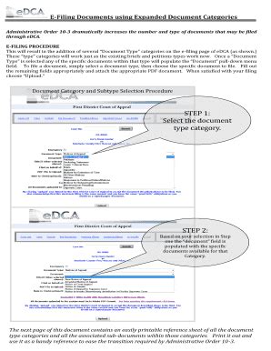 Fillable Online 1dca E Filing Documents Using Expanded Document