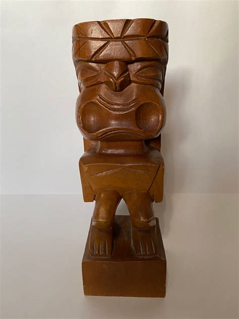 Vintage Maui Tiki Statue Monkey Pod Etsy