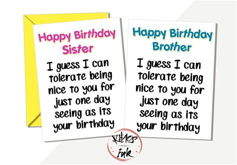 Funny Brother / Sister Happy Birthday Card . 'i'll | Etsy UK