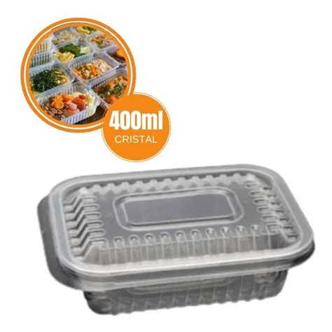 24un Pote Marmita Fitness 400ml Cristal Freezer Micro Ondas