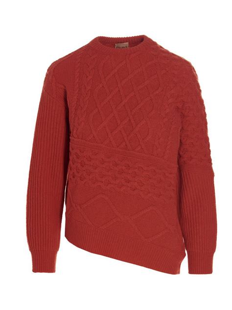 Buy NUDE Cable Knit Sweater Red At 54 Off Editorialist