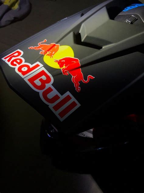 Red Bull Racing Helmet with motorcycle glove, Motorcycles, Motorcycle ...