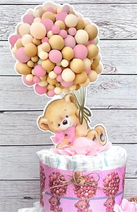 Teddy Bear Hot Air Balloon Cake Topper Diaper Topper Teddy Bear Baby Shower Centerpieces