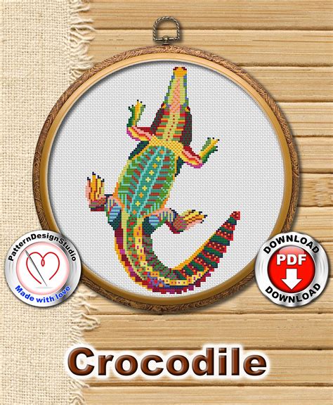 Mandala Crocodile P40 Cross Stitch Embroidery Pattern Instant Etsy