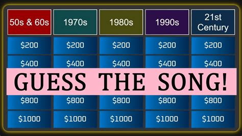 Guess The Song Jeopardy Style Quiz 30 YouTube