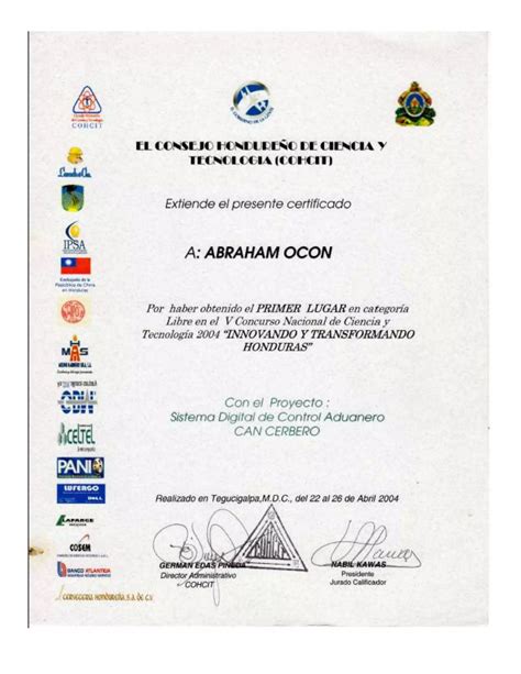 Certificado Premio COHCIT 2004 Proyecto Can Cerbero PDF Descarga