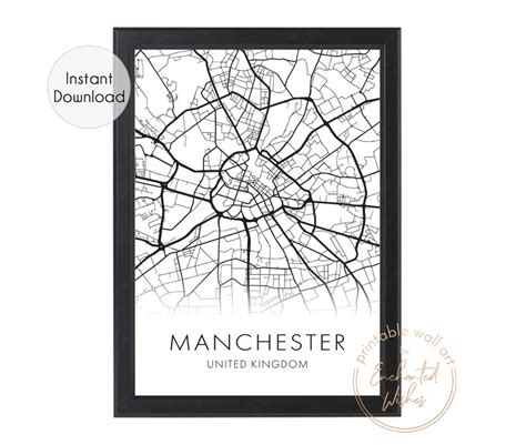 Manchester Map PRINTABLE Print Manchester UK Map Poster | Etsy