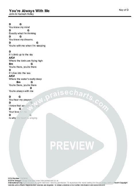 You Re Always With Me Chords Pdf Vineyard Uk Ali Hider Praisecharts