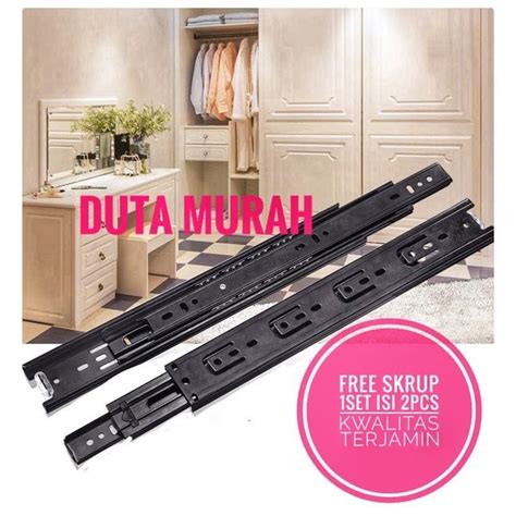 Jual Rel Laci Hitam 45 Cm 1 Set 2 Pcs Double Track Mapla Full Extention