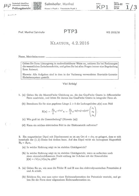 Altklausur Theo 9 Nsnsoskb Duxhyjs Theoretische Physik III