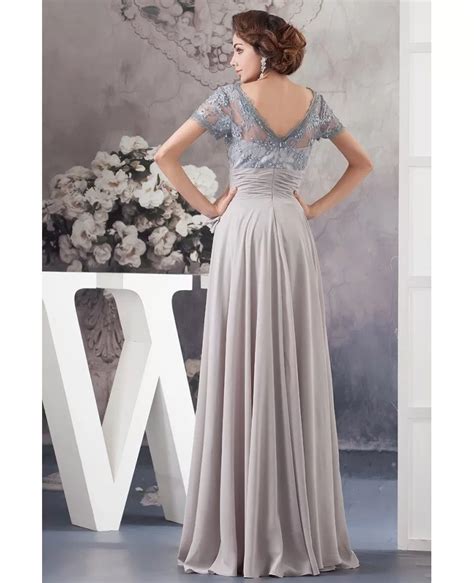 A Line Square Neckline Floor Length Lace Chiffon Mother Of The Bride