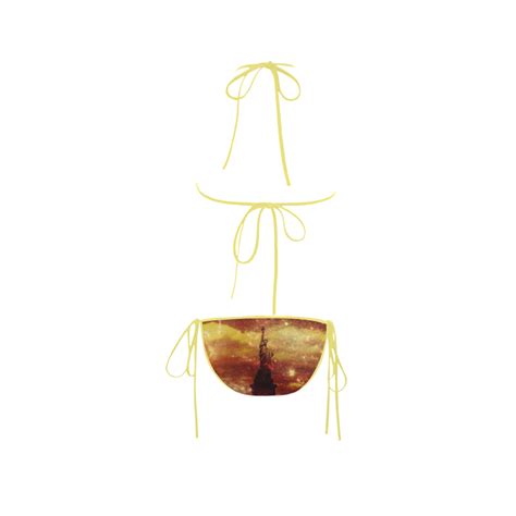 Lady Liberty Yellow Red Stars Custom Bikini Swimsuit ID D387096
