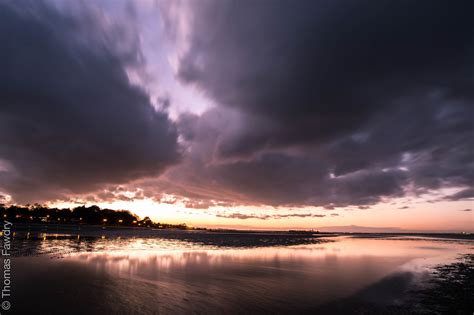 Wallpaper Sunlight Sunset Sea Night Reflection Sky Clouds