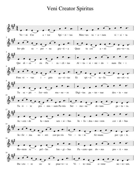 Venicreator Spiritus Sheet Music For Piano Solo Easy