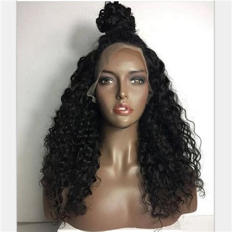 Dlme 20 Inch Curly Black Wig Synthetic Lace Front Wig 180 Density