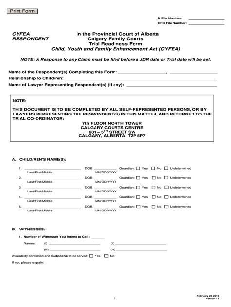 Trial Readiness Form Alberta Fill Online Printable Fillable Blank