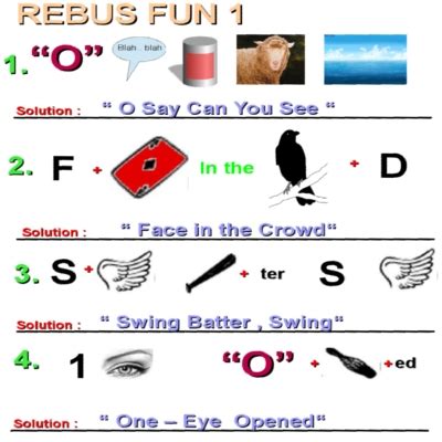 Rebus Pictogram Solutions , Word Puzzles , Rebus