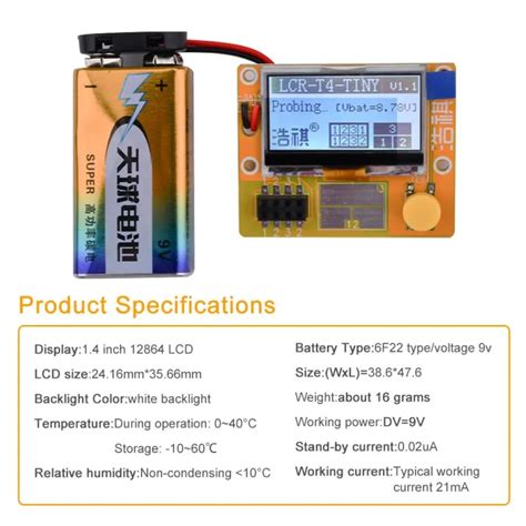 CW New LCR T4 TINY LCR T4 ESR Meter Transistor Tester Diode Triode