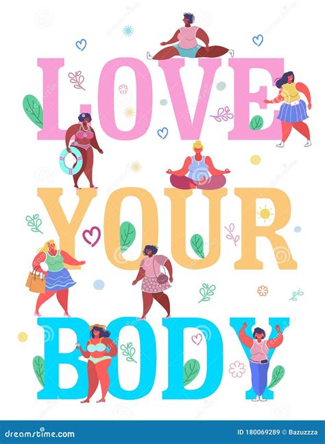 Love Your Body Typography Banner Template Vector Flat Illustration Stock Vector Illustration