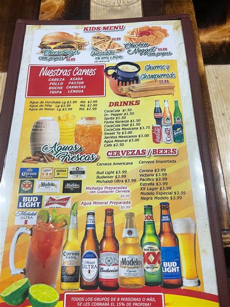 Menu At Taqueria El Gallo De Jalisco Restaurant Guymon