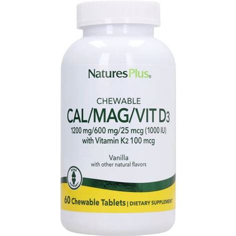 Cal Mag Vit D3 Vit K2 em Comprimidos Mastigáveis Nature s Plus